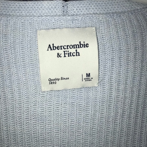 Abercrombie & Fitch Light Blue Button-Up Puff Sleeve Cardigan Sweater - Picture 11 of 13